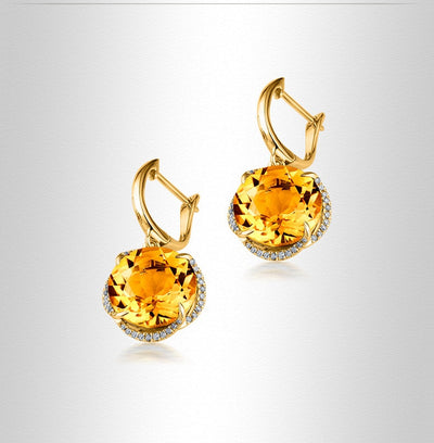 Aretes de Circonita Dorada Estilo Europeo - Elegancia Simulada - Image 12