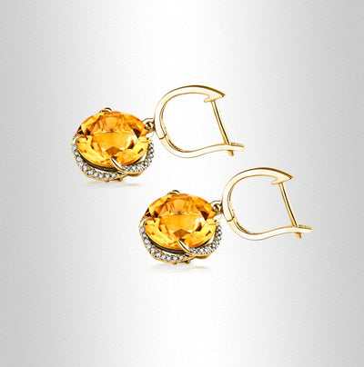 Aretes de Circonita Dorada Estilo Europeo - Elegancia Simulada - Image 13