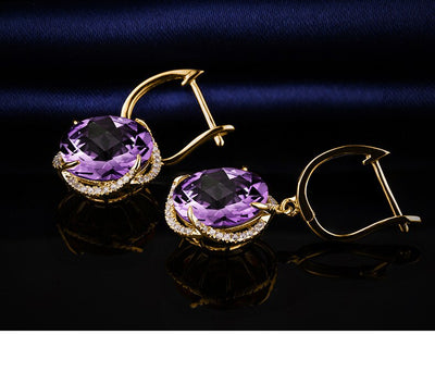 Aretes de Circonita Dorada Estilo Europeo - Elegancia Simulada - Image 23
