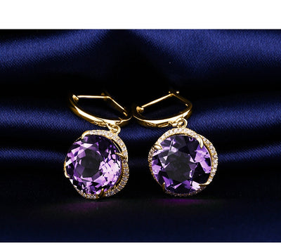 Aretes de Circonita Dorada Estilo Europeo - Elegancia Simulada - Image 24