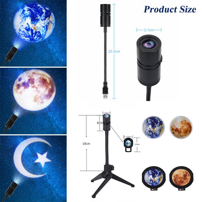 Lámpara Proyector 2 en 1 Tierra y Luna con Soporte Giratorio 360° - Image 13