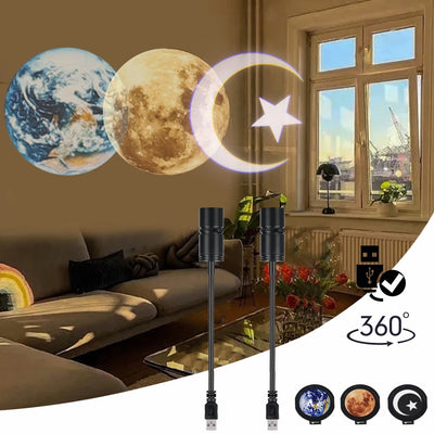 Lámpara Proyector 2 en 1 Tierra y Luna con Soporte Giratorio 360° - Image 16
