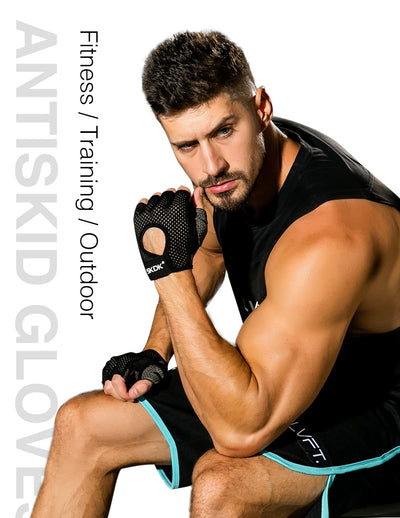 Guantes de Fitness de Medio Dedo Absorbentes de Sudor Antideslizantes - Image 16