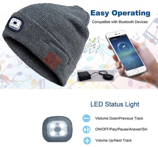 Gorro Tejido Bluetooth con Luz LED para Correr y Pescar de Noche - Image 7
