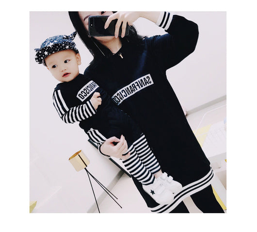 Black sweater suit with white stripes on sleeves and hem, featuring mirrored "SAN FRANCISCO" text on the chest. - Image 12