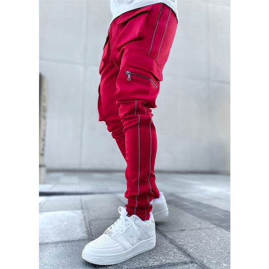 Pantalones de Entrenamiento Reflectantes Holgados y Rectos para Hombre - Image 14