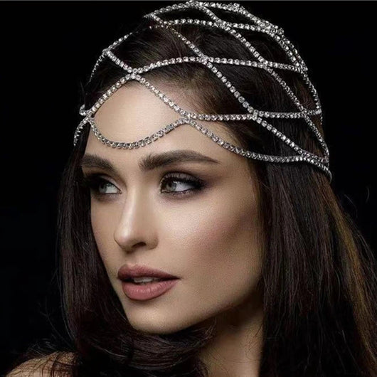 Tocado de Malla Deshilachada con Cristales Rhinestone Europeo y Americano - Image 7