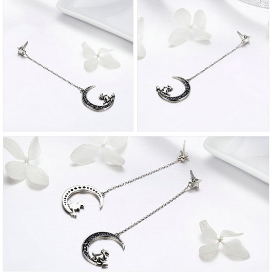 Aretes Largos de Plata Esterlina Brujas Místicas con Diseño de Orejas - Image 6