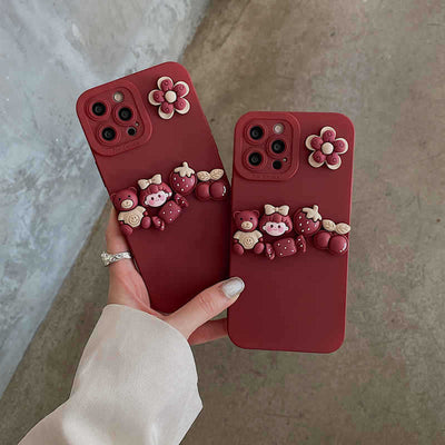 Funda Protectora para Celular con Oso 3D Adorable - Image 18