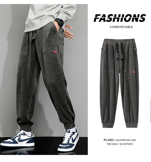 Pantalones Deportivos Anchos de Pana Pesada para Hombre - Image 10