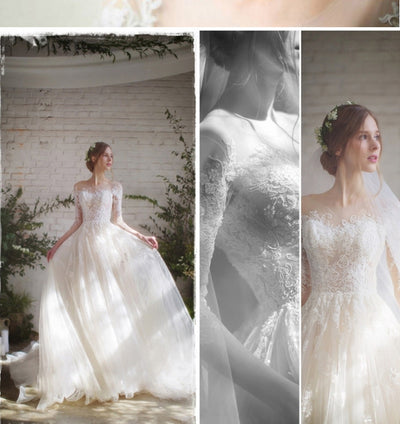 Vestido de Novia con Mangas de Encaje Elegante - Image 13