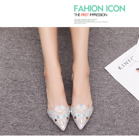 Sandalias Planas con Strass Elegantes y Transpirables de Punta Aguda - Image 9