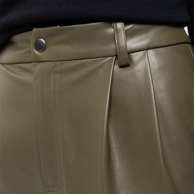 Pantalones Cortos de Cuero PU Ajustados de Cintura Alta - Image 10