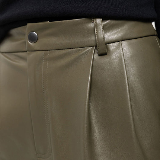 Pantalones Cortos de Cuero PU Ajustados de Cintura Alta - Image 10