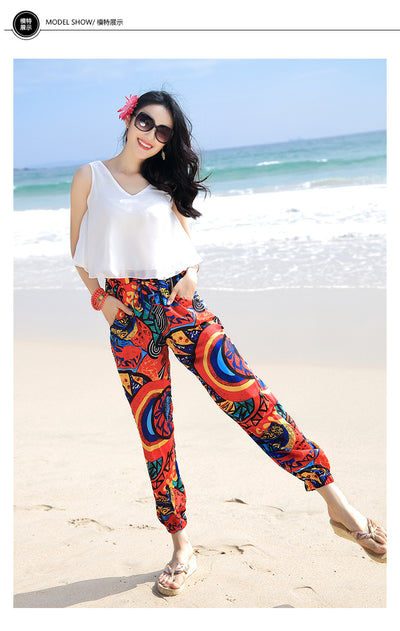 Pantalones Bohemios Estampado Nacional - Talla Grande Primavera Verano - Image 6