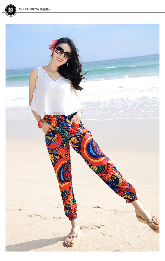 Pantalones Bohemios Estampado Nacional - Talla Grande Primavera Verano - Image 6