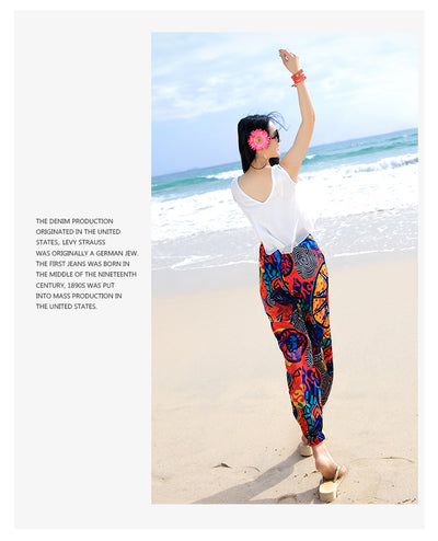 Pantalones Bohemios Estampado Nacional - Talla Grande Primavera Verano - Image 9