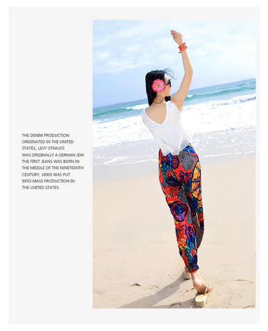 Pantalones Bohemios Estampado Nacional - Talla Grande Primavera Verano - Image 9