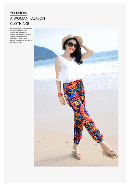 Pantalones Bohemios Estampado Nacional - Talla Grande Primavera Verano - Image 10