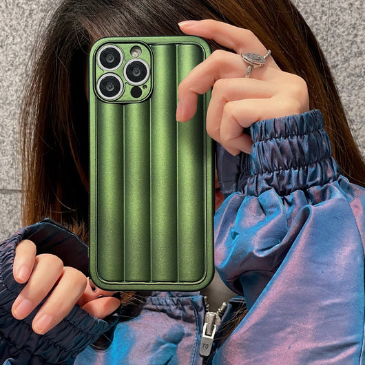 Funda de Silicona Verde Fluorescente con Rayas para Celular - Image 6
