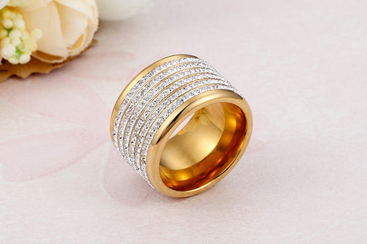 Anillo de Circones Brillantes con Cuatro Filas - Diseño Exagerado Europeo y Americano - Image 6