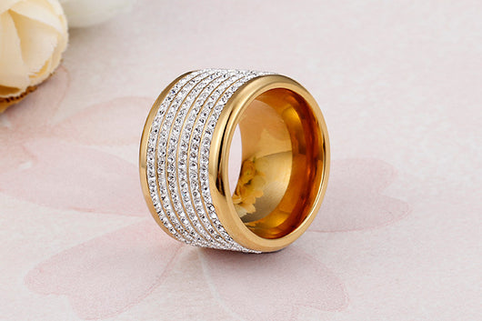 Anillo de Circones Brillantes con Cuatro Filas - Diseño Exagerado Europeo y Americano - Image 7