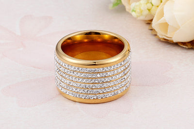 Anillo de Circones Brillantes con Cuatro Filas - Diseño Exagerado Europeo y Americano - Image 8