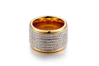 Anillo de Circones Brillantes con Cuatro Filas - Diseño Exagerado Europeo y Americano - Image 9