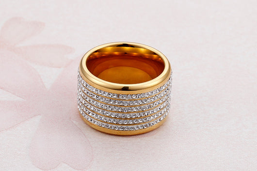 Anillo de Circones Brillantes con Cuatro Filas - Diseño Exagerado Europeo y Americano - Image 11