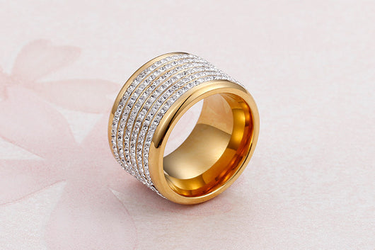 Anillo de Circones Brillantes con Cuatro Filas - Diseño Exagerado Europeo y Americano - Image 12