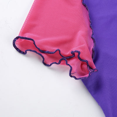 Blusa de Malla con Costuras Bicolor de Manga Corta - Image 16