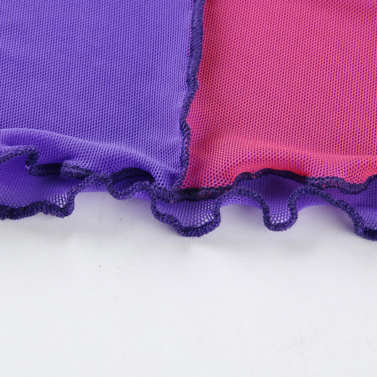 Blusa de Malla con Costuras Bicolor de Manga Corta - Image 17