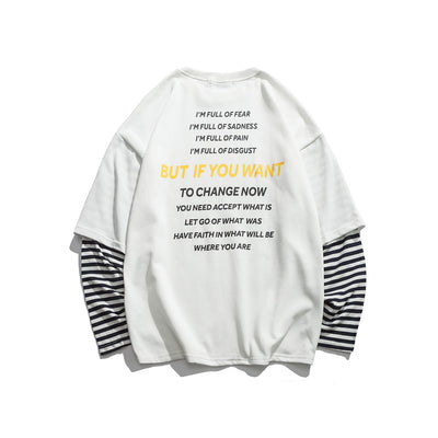 Sudadera Pareja Hip-hop Efecto Dos Piezas con Rayas - Image 10