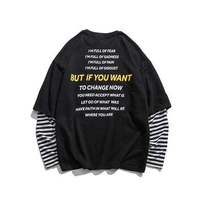 Sudadera Pareja Hip-hop Efecto Dos Piezas con Rayas - Image 12