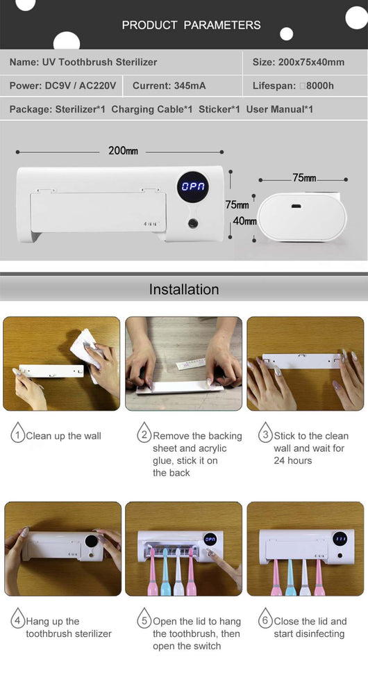Esterilizador de Cepillos de Dientes UV de Pared - Sin Cables - Image 9
