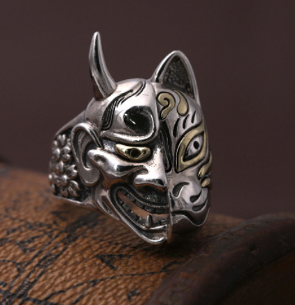 Anillo de Plata Esterlina 925 Máscara Prajna Tailandesa para Hombre - Image 5