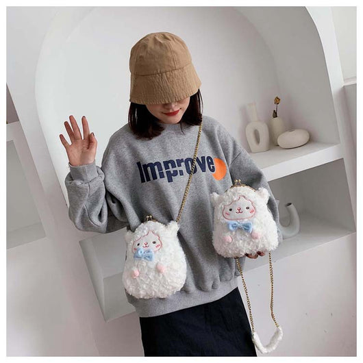 Bolsa Bandolera Peluche Oveja Linda con Cadena - Image 8