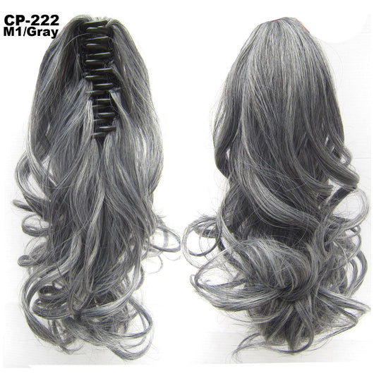 Extensión de Cabello Ondulado Largo con Clip - Peluca Postiza Gris Natural - Image 27