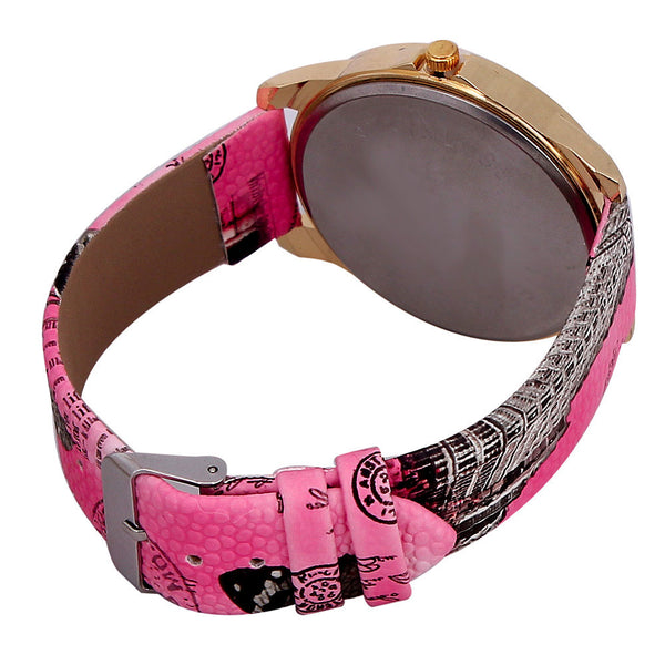 Reloj Pulsera Estilo Retro Coreano con Patrón de Rosas para Mujer
