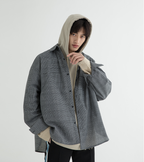 Camisa Cuadrille Oversize Estilo Coreano - Diseño Retro Hong Kong Chic