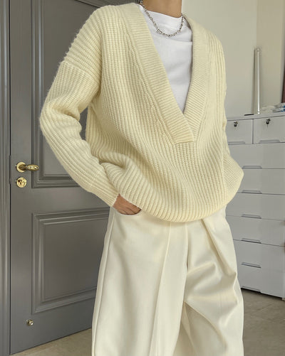 Suéter Cuello V Holgado y Ligero para Mujer - Image 6