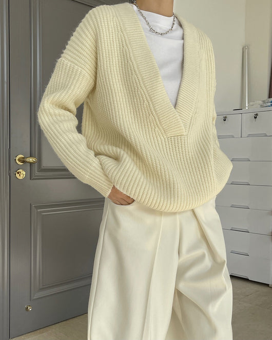 Suéter Cuello V Holgado y Ligero para Mujer - Image 6
