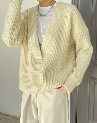Suéter Cuello V Holgado y Ligero para Mujer - Image 18