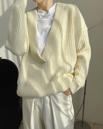 Suéter Cuello V Holgado y Ligero para Mujer - Image 19