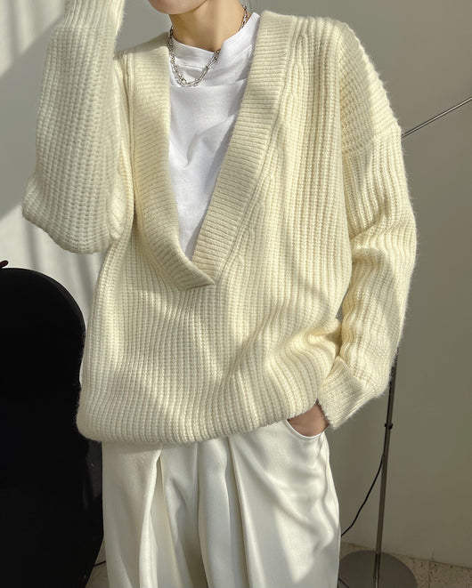 Suéter Cuello V Holgado y Ligero para Mujer - Image 19