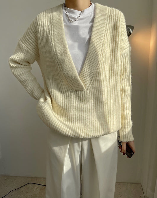 Suéter Cuello V Holgado y Ligero para Mujer - Image 20