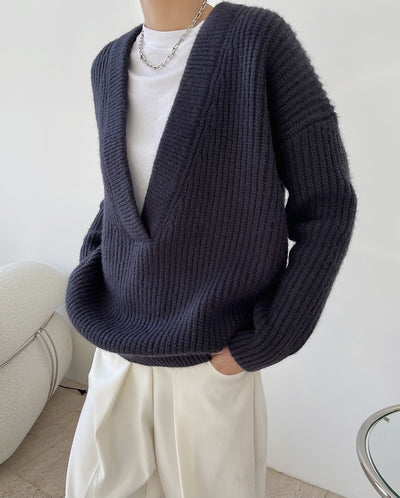 Suéter Cuello V Holgado y Ligero para Mujer - Image 25