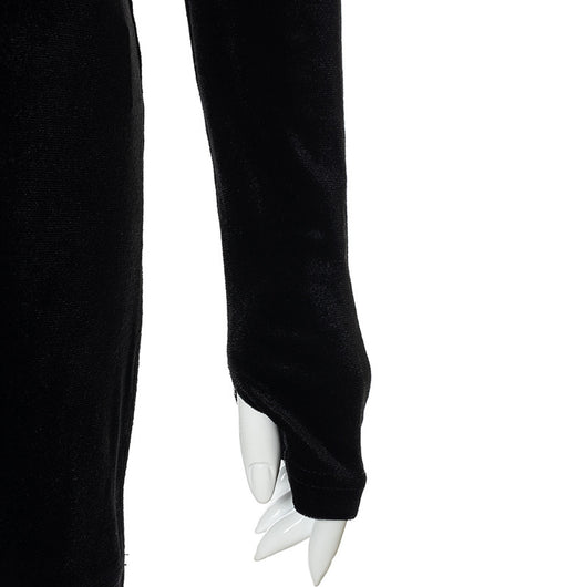 Vestido Corto Terciopelo Negro con Encaje Calado y Cordones - Image 25