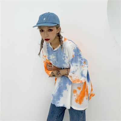 Camiseta Tie Dye Suelta de Manga Corta - Image 9