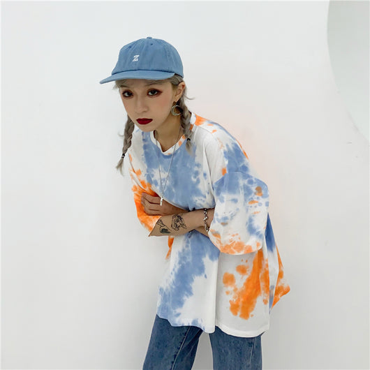 Camiseta Tie Dye Suelta de Manga Corta - Image 9
